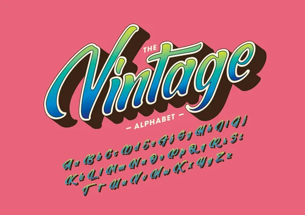 Vector Van Gestileerde Vintage Retro Lettertype Alfabet — Stockvector