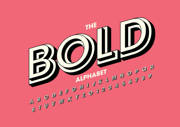 Vector of stylized modern font and alphabet