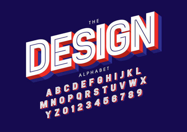 Vector of stylized modern font and alphabet