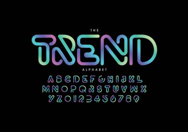 Biçimlendirilmiş modern yazı tipi ve alfabenin vektörü