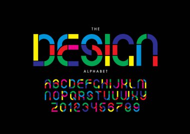 Biçimlendirilmiş modern yazı tipi ve alfabenin vektörü