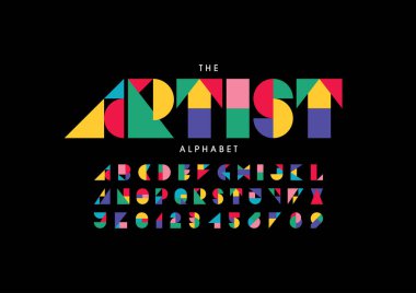 Biçimlendirilmiş modern yazı tipi ve alfabenin vektörü