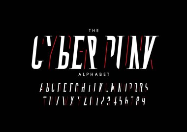 Biçimlendirilmiş modern yazı tipi ve alfabenin vektörü