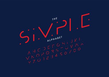 Biçimlendirilmiş modern yazı tipi ve alfabenin vektörü