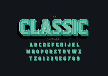 Biçimlendirilmiş modern yazı tipi ve alfabenin vektörü