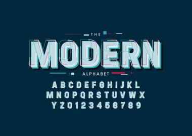 Biçimlendirilmiş modern yazı tipi ve alfabenin vektörü