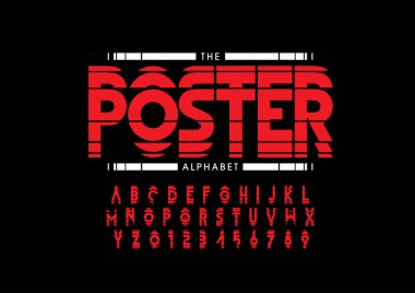 Biçimlendirilmiş modern yazı tipi ve alfabenin vektörü