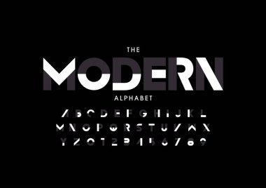 Biçimlendirilmiş modern yazı tipi ve alfabenin vektörü