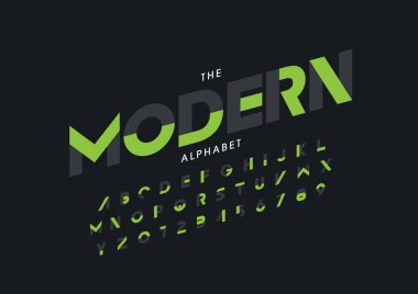 Biçimlendirilmiş modern yazı tipi ve alfabenin vektörü