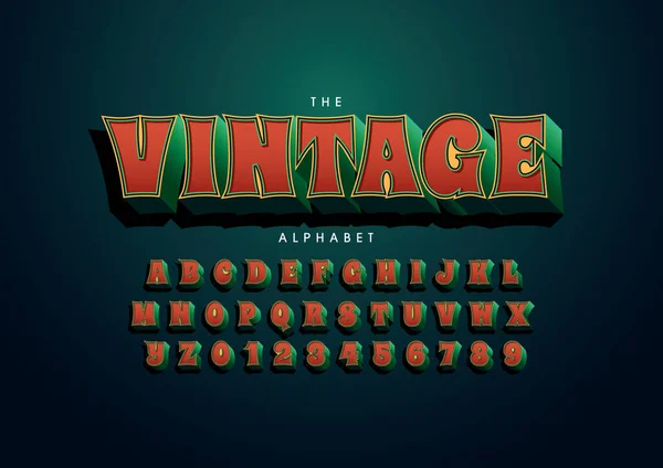 Vector Stylized Vintage Font Alphabet — Stock Vector