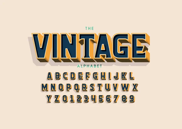 Vetor Fonte Vintage Estilizada Alfabeto — Vetor de Stock