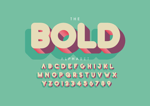 Vector of stylized modern font and alphabet