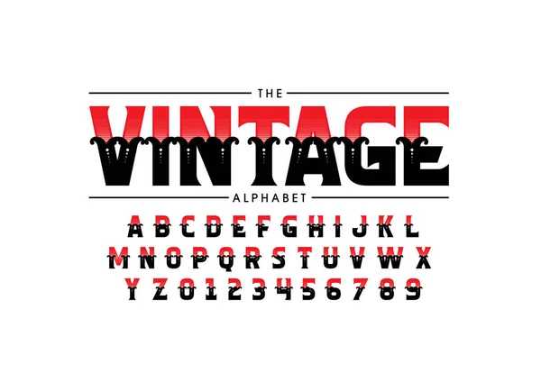 Vektor Stiliserad Vintage Typsnitt Och Alfabet — Stock vektor