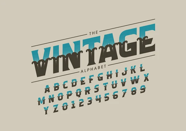 Vector Stylized Vintage Font Alphabet — Stock Vector