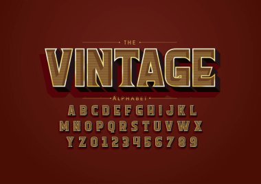 Biçimlendirilmiş vintage yazı tipi ve alfabesinin vektörü