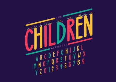 Biçimlendirilmiş modern yazı tipi ve alfabenin vektörü