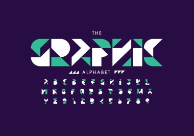 Biçimlendirilmiş modern yazı tipi ve alfabenin vektörü