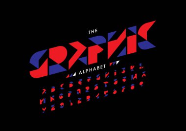 Biçimlendirilmiş modern yazı tipi ve alfabenin vektörü