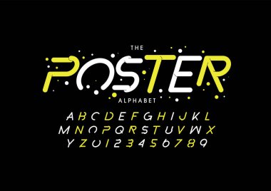 Biçimlendirilmiş modern yazı tipi ve alfabenin vektörü