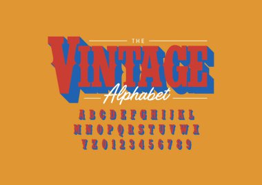 Biçimlendirilmiş vintage yazı tipi ve alfabesinin vektörü