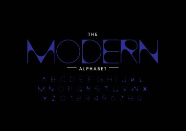 Biçimlendirilmiş modern yazı tipi ve alfabenin vektörü
