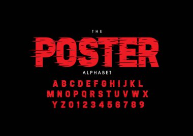 Biçimlendirilmiş modern yazı tipi ve alfabenin vektörü