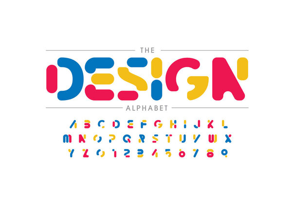 Vector of stylized modern font and alphabet