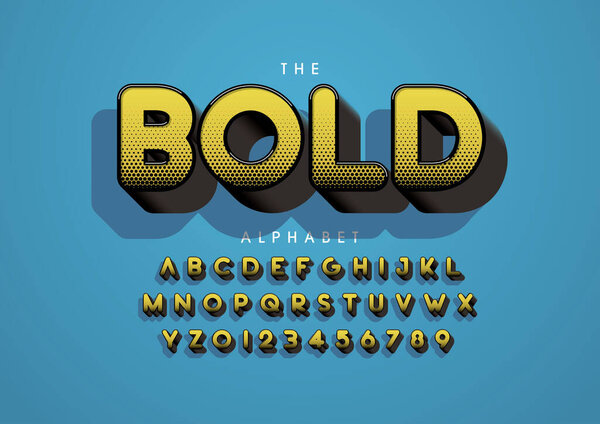Vector of stylized modern font and alphabet