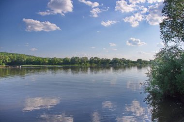Moskova bölgesinin güneydoğusunda nehrin yaz manzarası