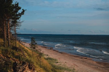 Sahilde mavi gökyüzü