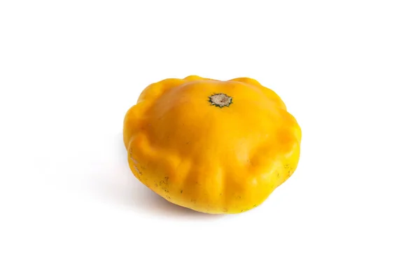 Een Gele Pattypan Squash Geïsoleerd Witte Achtergrond — Stockfoto