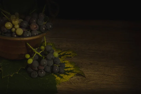 Blick Auf Rotwein Und Frische Trauben — Stockfoto