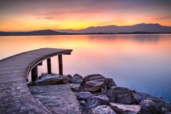 Puente Madera Lago — Foto de Stock