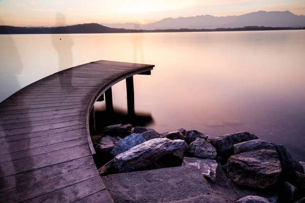 Jembatan Kayu Danau — Stok Foto