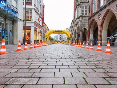 Hamburg, Almanya - 24 Ağustos 2017: Eskrim şehir merkezinde maratonu için.
