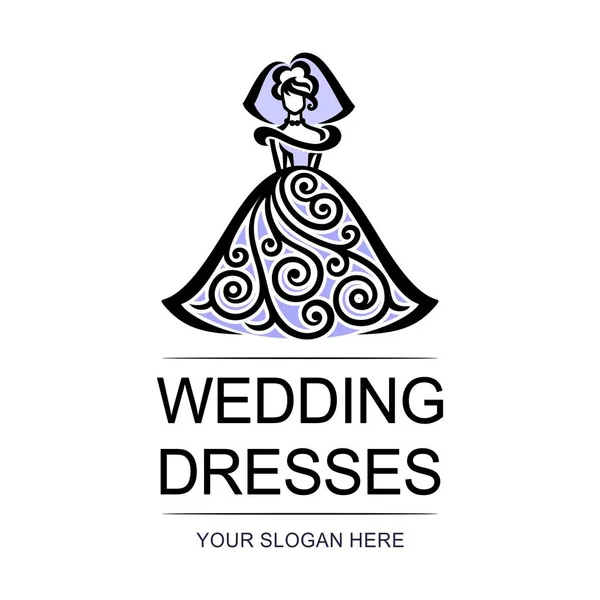 Векторный Логотип Свадебные Платья Иллюстрация Невестой Открытом Платье — стоковый вектор