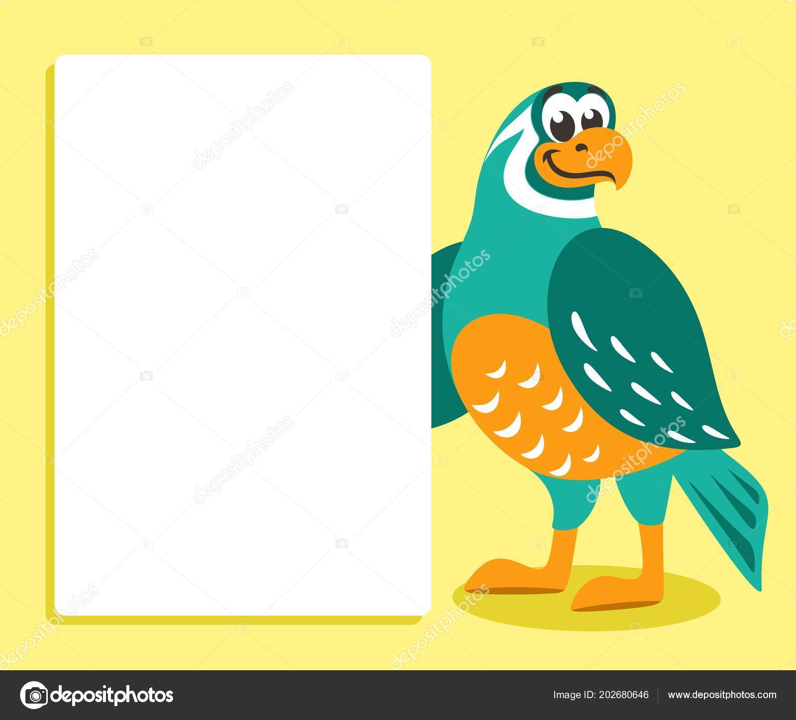 Oiseau Vert Avec Bannière Blanche Commission Modèle Pour