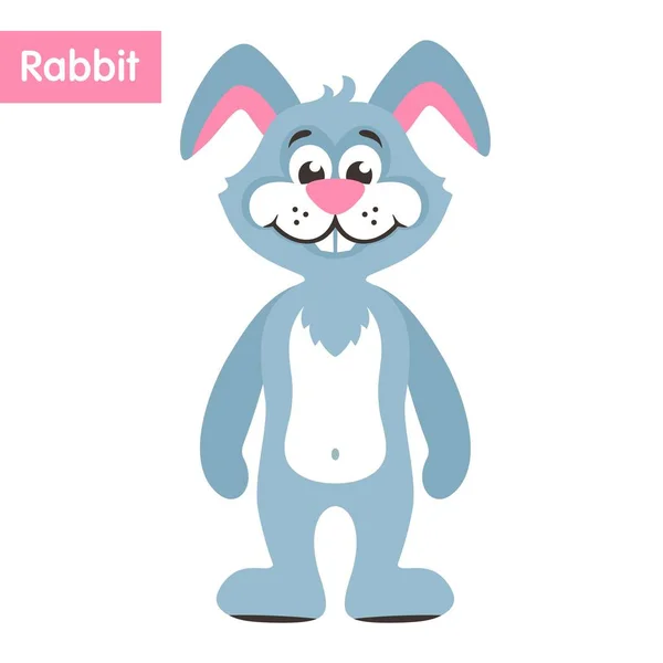 ピンクの鼻とかわいい青いウサギ うさぎ 白い背景の上の面白い漫画のキャラクター フラットなデザイン 孤立したオブジェクト 子供のためのカラフルなベクトル図 — ストックベクタ