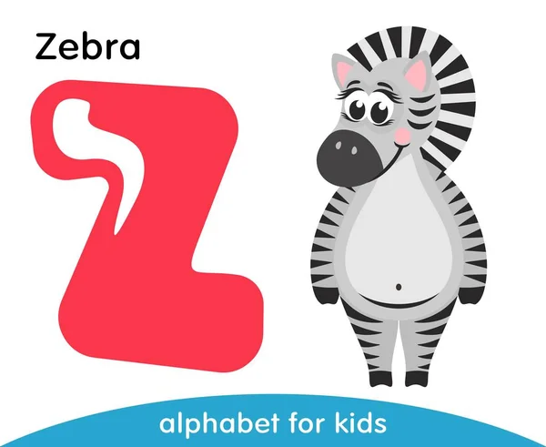 Pink Letra Listrado Bonito Zebra Alfabeto Inglês Com Animais Personagens —  Vetores de Stock