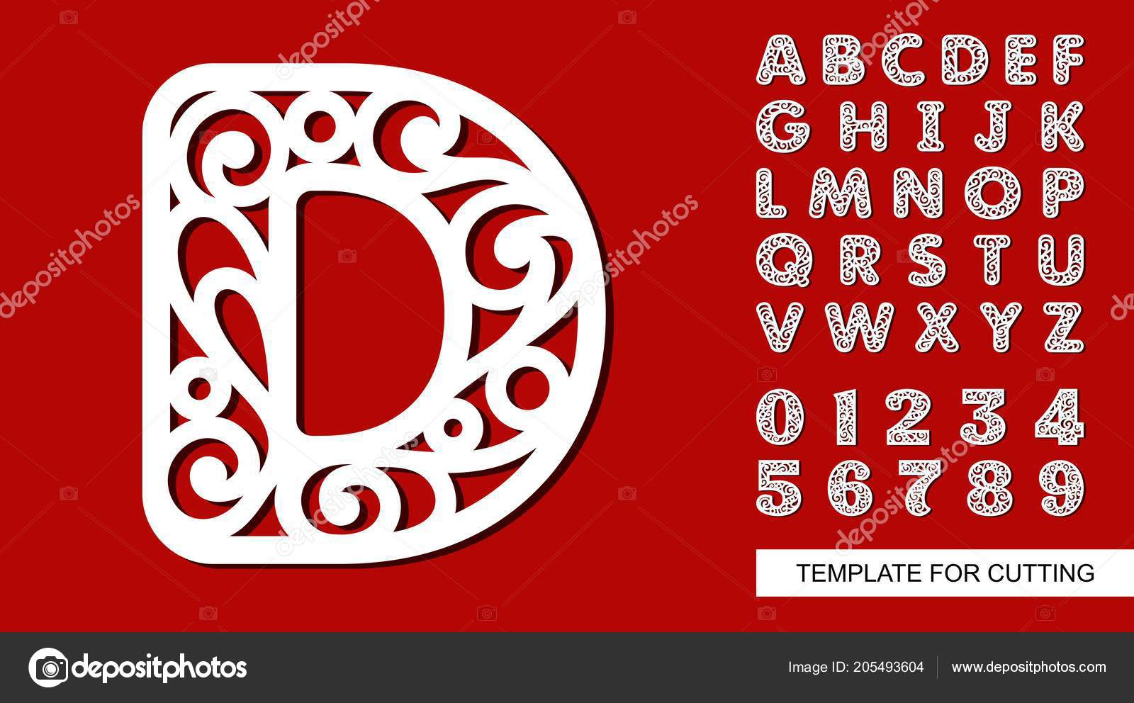 Letter Full English Alphabet Digits Lace Letters Numbers Template Laser Stock Vector Image By C Zhigulinadesign Gmail Com 205493604
