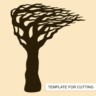 Tree silhouette without leaves. Template for laser cutting, wood carving, paper cut and printing. Vector illustration. clipart