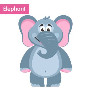 Sevimli fil. Beyaz arka plan üzerinde çizgi film karakteri. Vektör çizim.