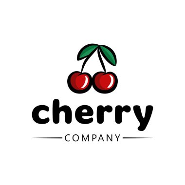 Kiraz logosunu görmeniz gerekir. Parlak amblemi mağazalar, marketler, mağazalar ve şirket için. İş ve web için simge. Vektör çizim.