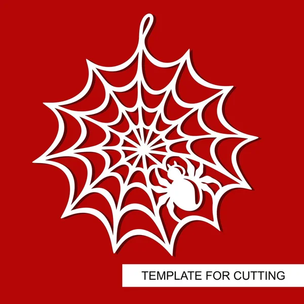 Dekoration Für Halloween Spinnennetz Vorlage Für Laserschneiden Holzschnitzen Papierschneiden Und — Stockvektor