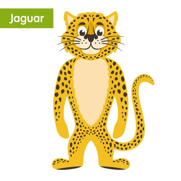 Κίτρινο Jaguar Λευκό Φόντο Χαρακτήρα Κινουμένων Σχεδίων Εικονογράφηση Διάνυσμα — Διανυσματικό Αρχείο
