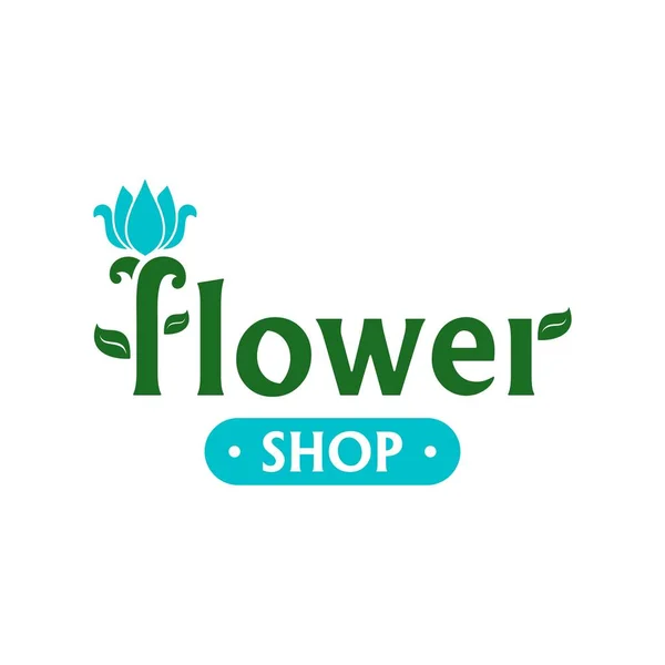 Logo Vectorial Para Floristería Emblema Con Tulipán Azul Icono Para — Archivo Imágenes Vectoriales