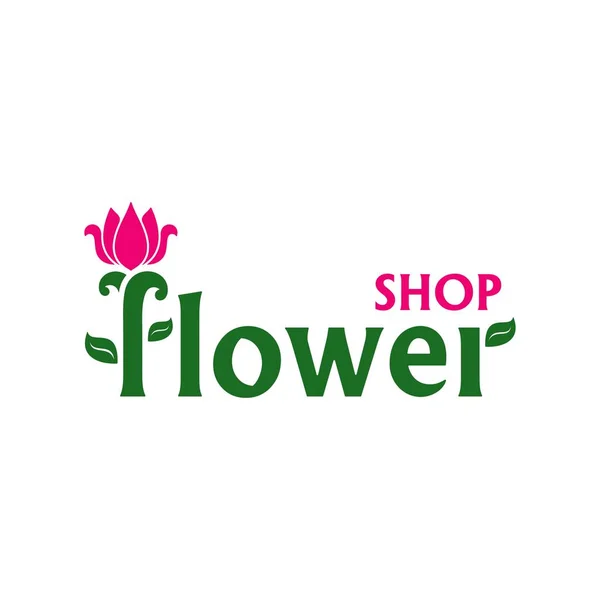 Logo Vectorial Para Floristería Emblema Con Tulipán Rosa Signo Empresa — Vector de stock