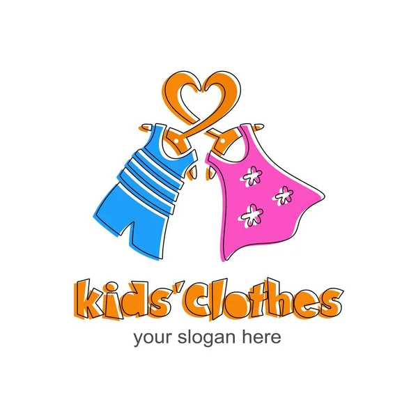 Logo Ropa Para Niños Firma Para Tienda Niños Logotipo Con — Archivo Imágenes Vectoriales