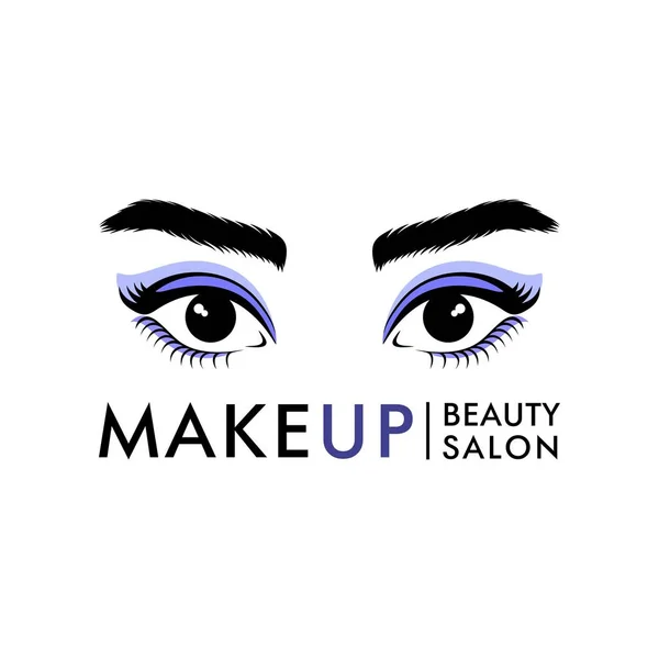 Logotipo Para Estudio Belleza Salón Ojos Mujer Con Sombras Púrpuras — Vector de stock