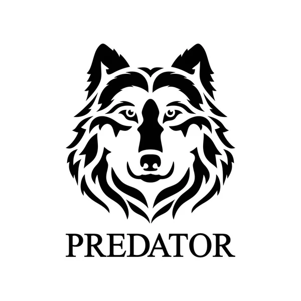 Logo Wajah Serigala Siluet Vektor Dari Kepala Predator - Stok Vektor
